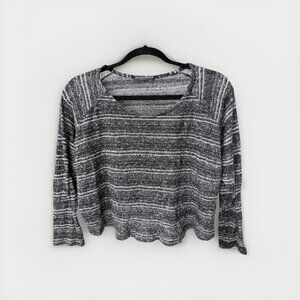 Brandy Melville Navy Gray Striped Cropped Sweater